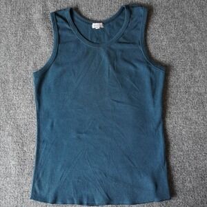 Vintage Subtle Tones‎ Tank Top Teal Sleeveless Ribbed Casual Made in USA M/L